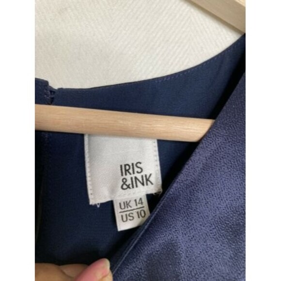 Iris & Ink Womens Sleeveless Twisted Knot At Waist Dress Navy Blue Size10 - Picture 12 of 12